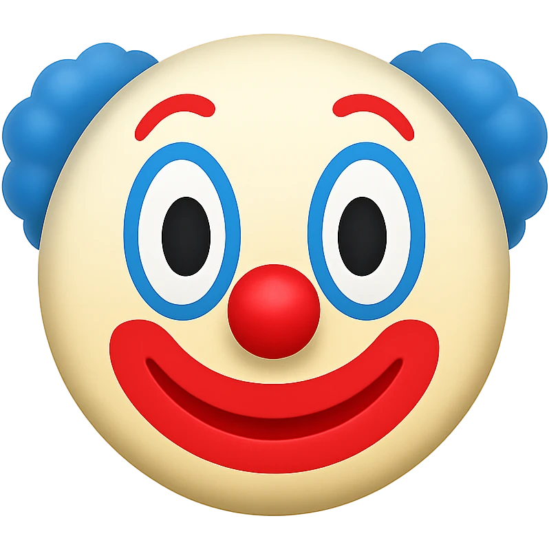 face with clown makeup emoji, digital illustration, no background emoji