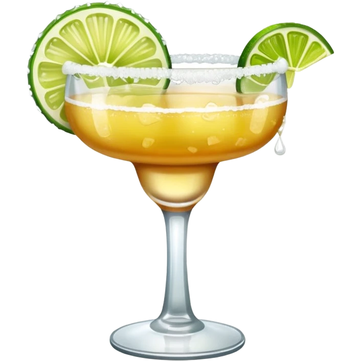 Margarita – glass with salted rim, lime wedge, cold drink emoji