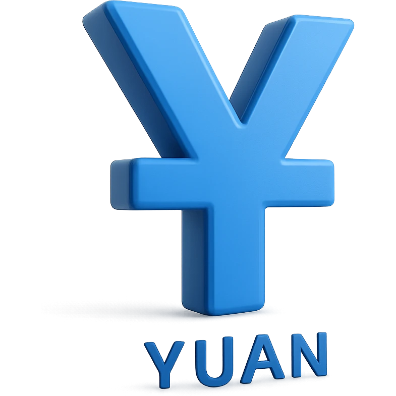 Change the color of the 3D yuan sign to blue, preserving the 3D style and metallic look. emoji