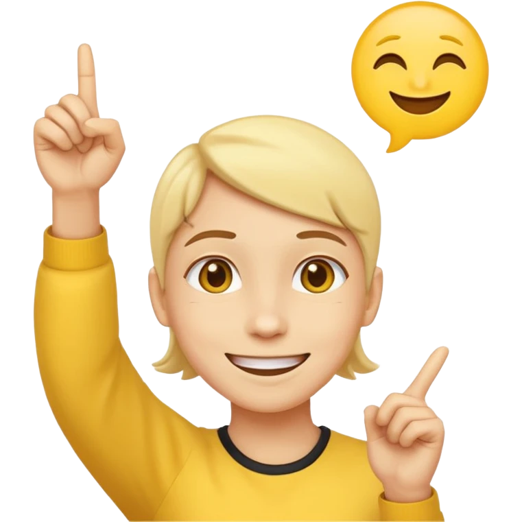 A normal smiling yellow emoji like the basic iPhone one's pointing to its head like it has a great idea emoji