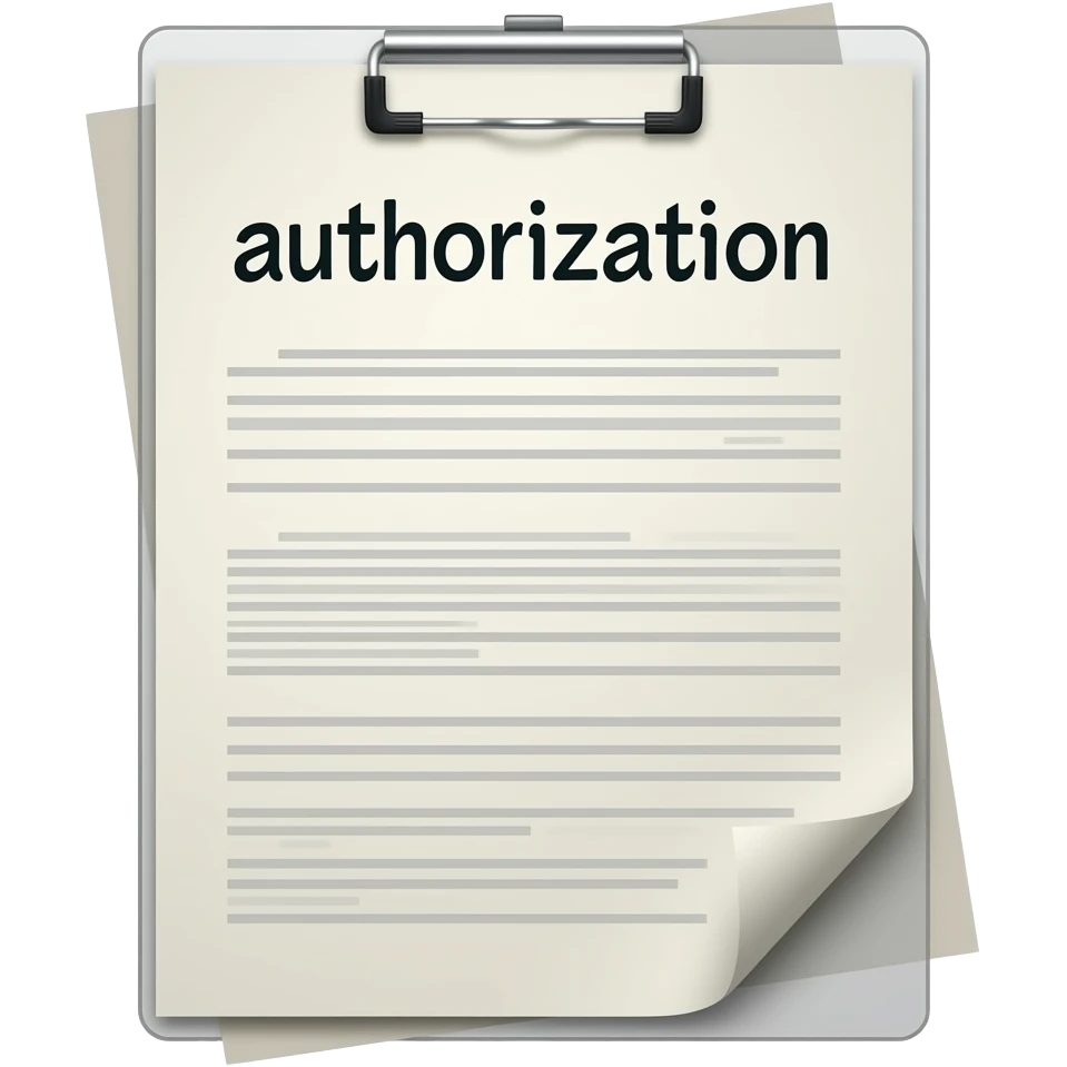 Haz un emoji de un documento que represente a una autorización que diga autorización emoji