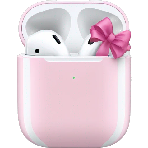 AirPods with a pink bow on it emoji