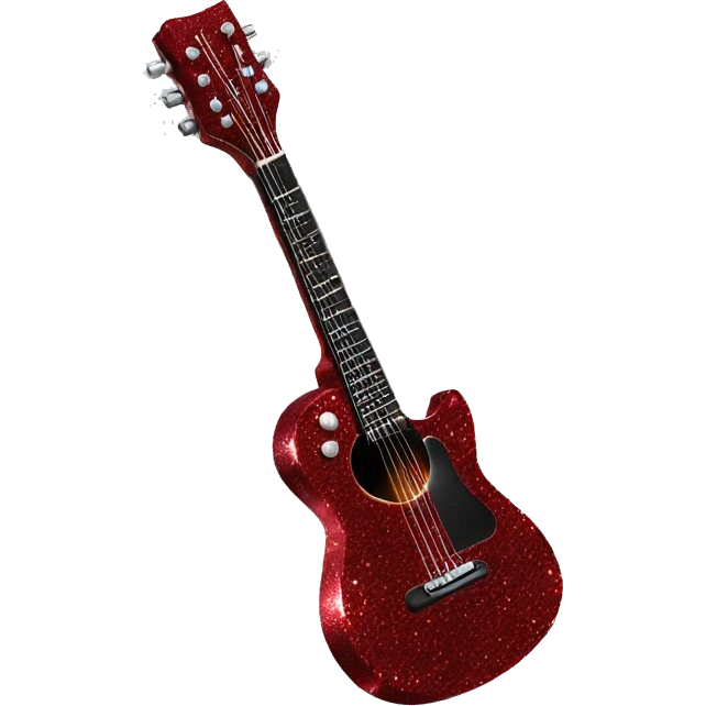 Dark red sparkly guitar emoji