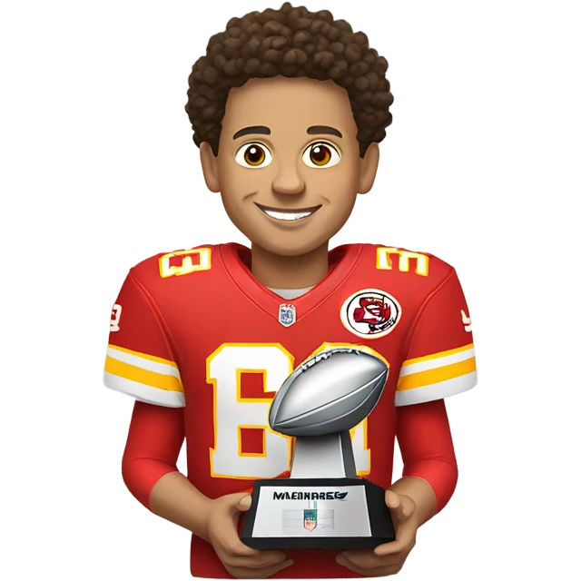 Mahomes with Super Bowl trophy emoji