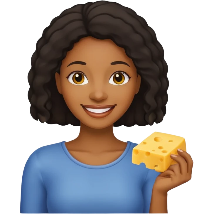 black woman holding cheese piece emoji