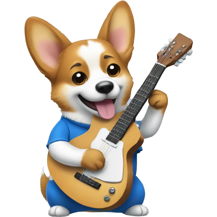 Corgi playing a blue guitar emoji
