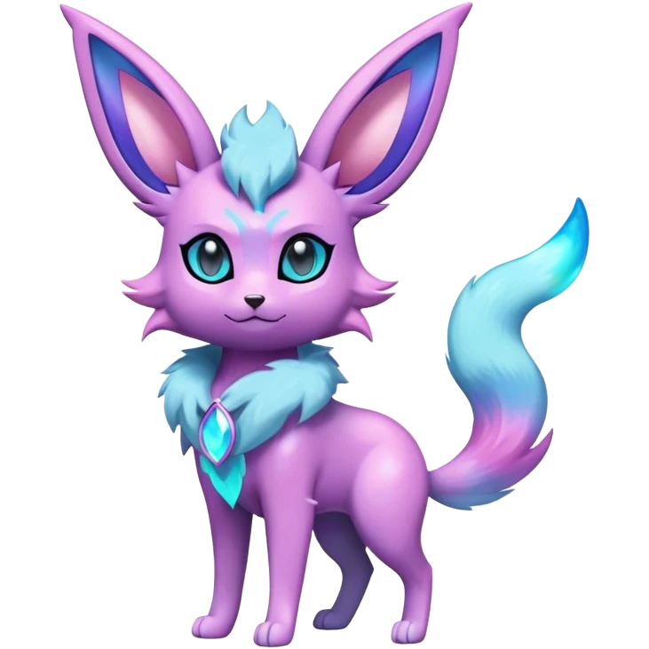 Fluffy futuristic Glaceon-Espeon-Sylveon-Umbreon-hybrid, full body emoji