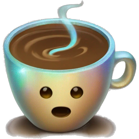 holographic coffee emoji