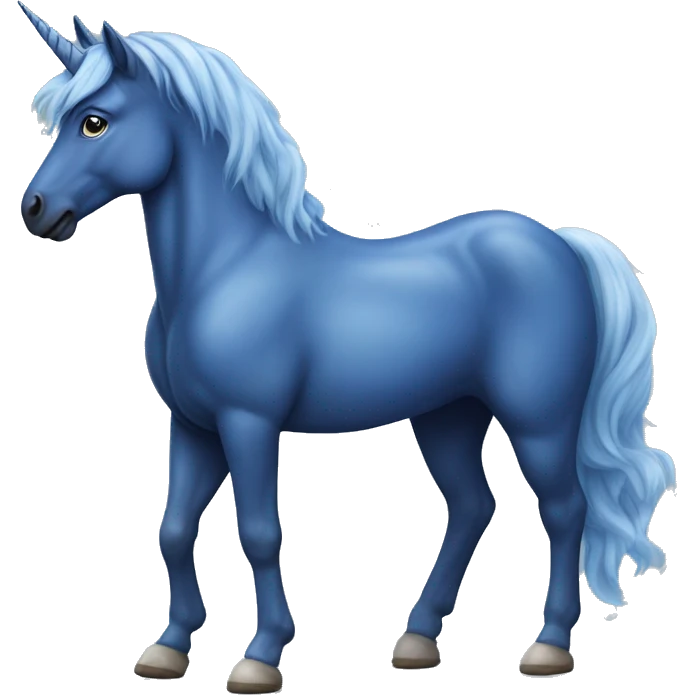 Full body realistic Indigo blue unicorn emoji