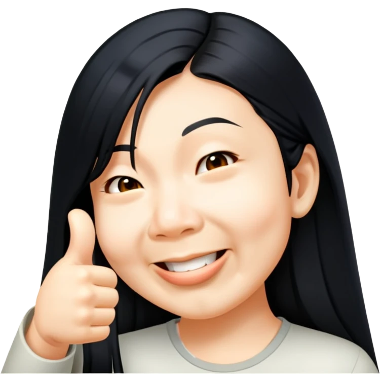 Asian girl with long hair giving thumbs up emoji