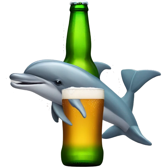 Dolphin drinking beer emoji