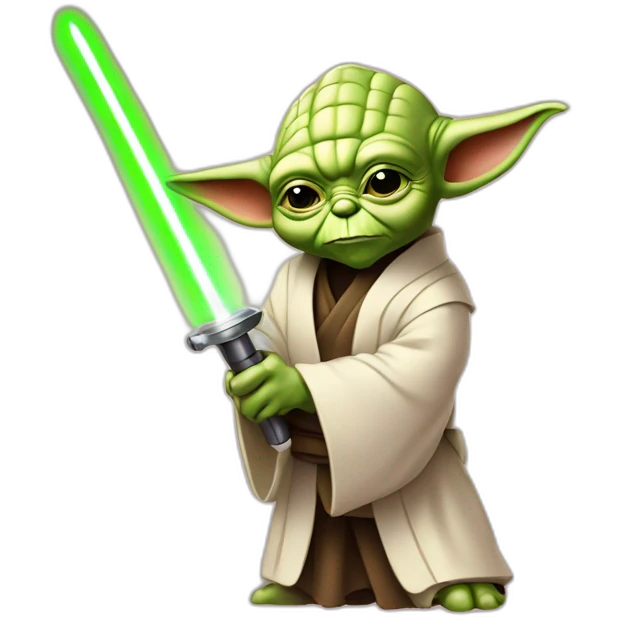 maitre yoda qui tien un sabre laser rose emoji
