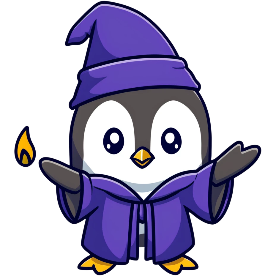 Penguin wizard casting a spell emoji