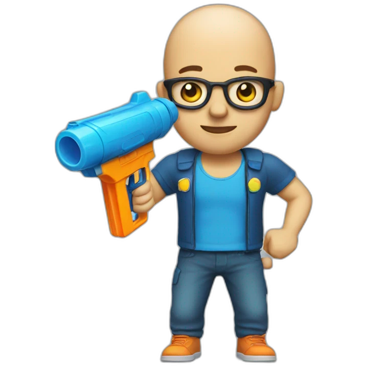 bald man water gun emoji