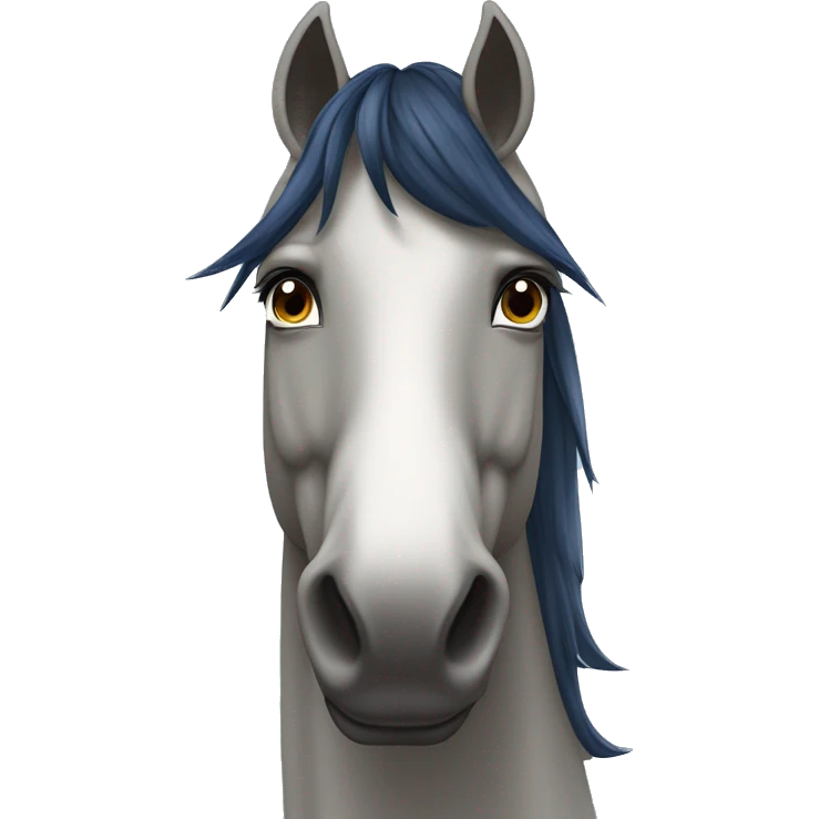 Pferd (Schimmel) mit leicht grauen Flecken mit dunkelblauem Halfter emoji