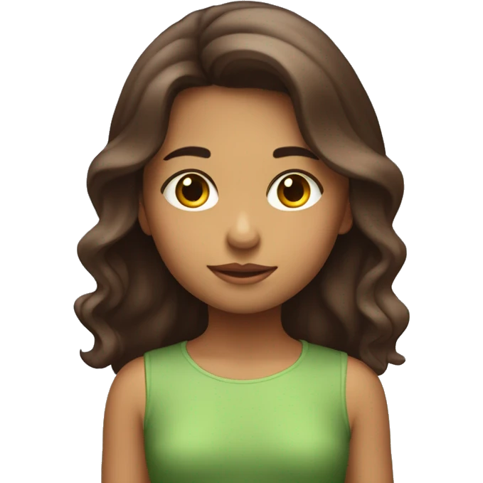Emoji niña con pelo rojo y el cabello más o menos largos  y morena  emoji