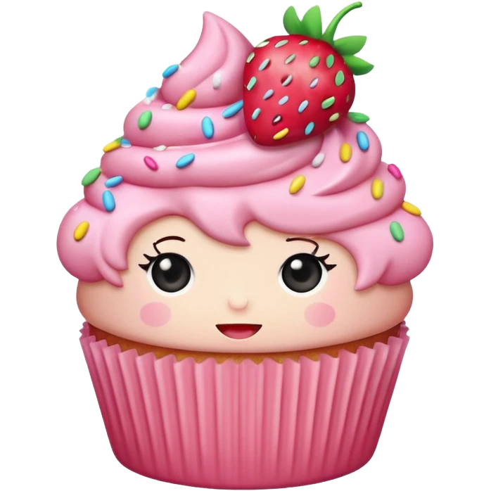 kawaii strawberry cupcake emoji