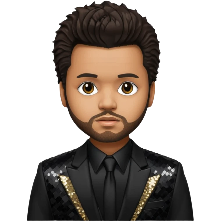 The Weeknd with Dark Brown Hair, Black Sequin Suit  emoji