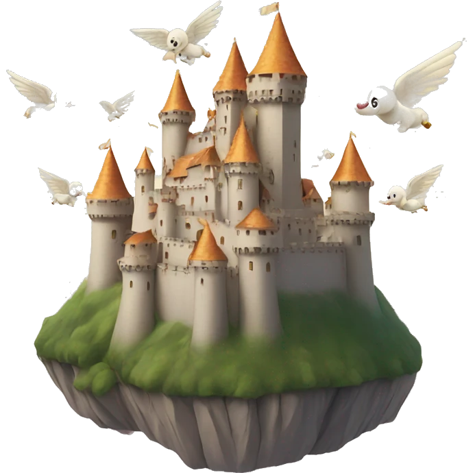 Castle with angels flying over it emoji