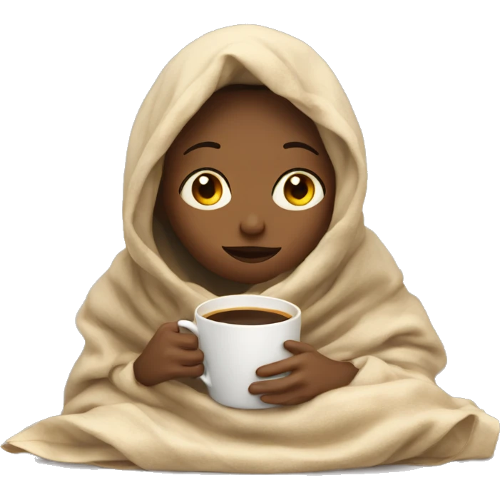 girl inside a blanket sipping coffee eyes closed emoji