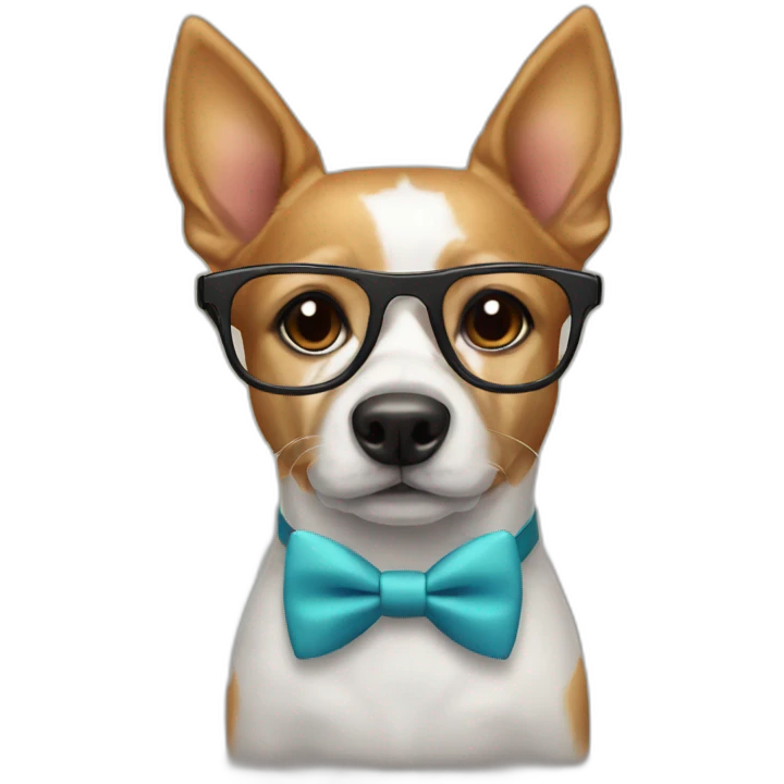 Dog with suit glasses and a bow tie emoji