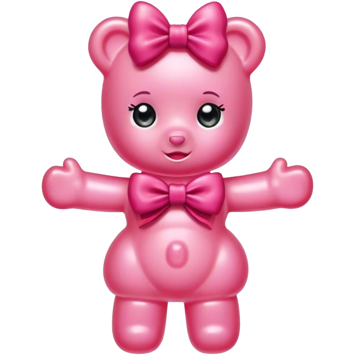 pink girl gummy bear with bow emoji