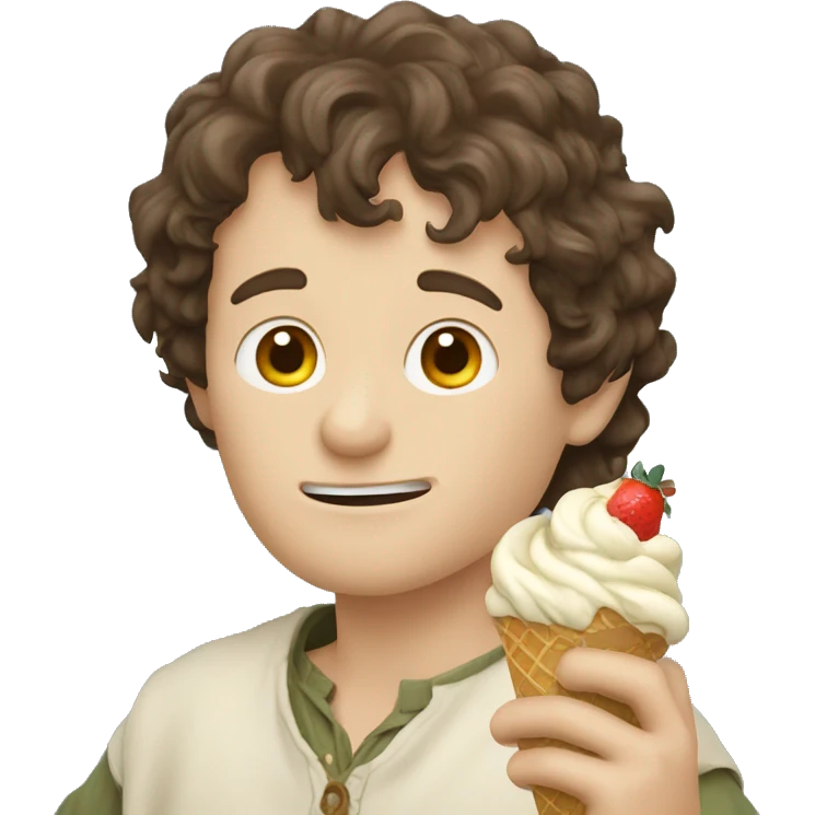 Frodo bagins eating ice cream emoji