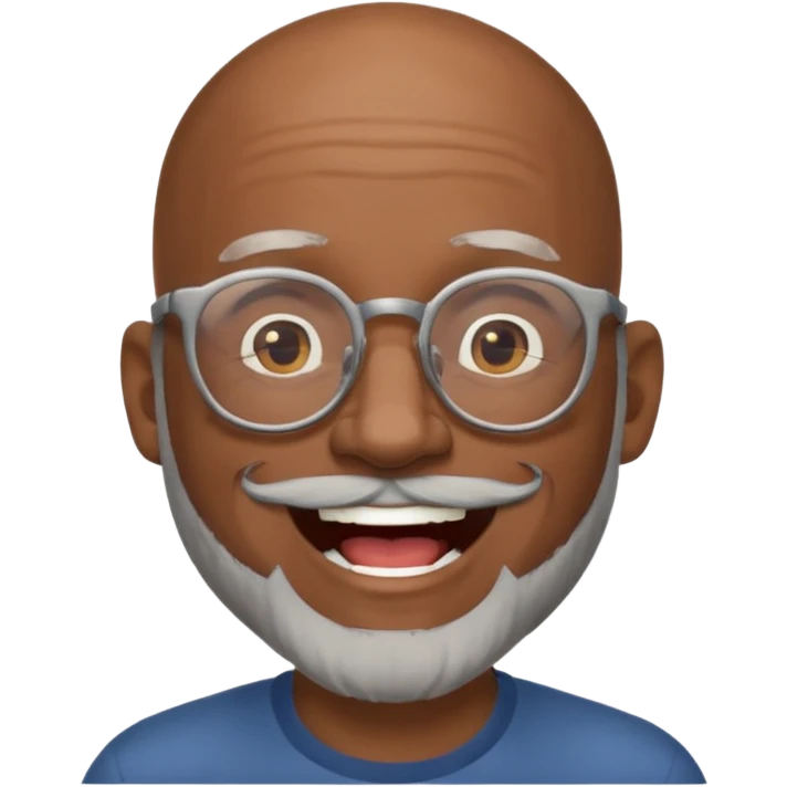 bald headed brown man gray beard glasses laughing emoji