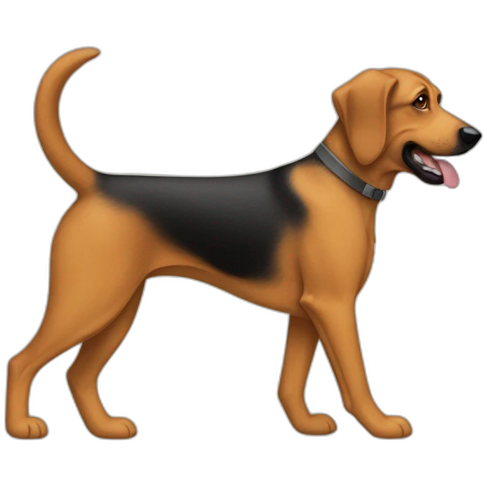 coonhound and German shepherd mix dog walking emoji
