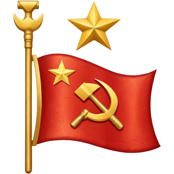 The flag of the Soviet Union (USSR) is a plain red banner with a gold hammer and sickle topped by a gold-bordered red star in its upper hoist corner. emoji