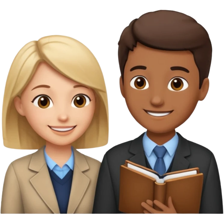 A teacher and a student having a conversation facing each other. emoji