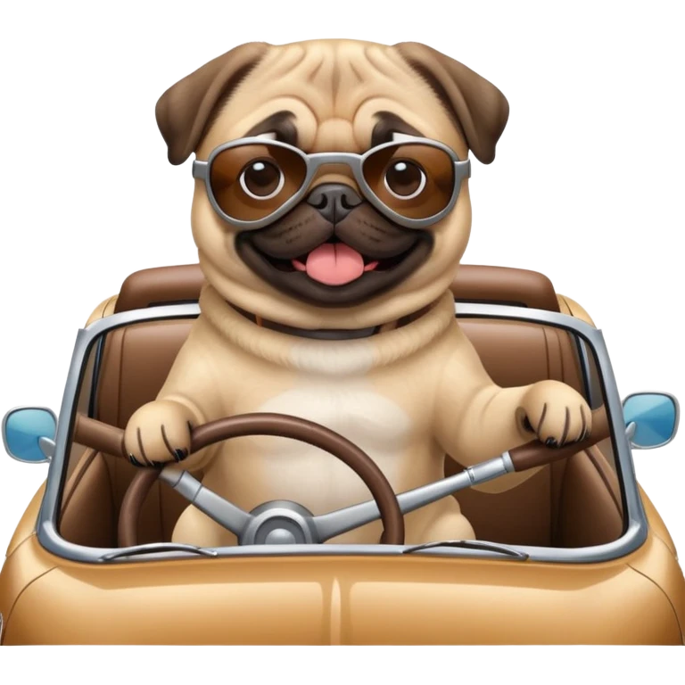 Pug driving car emoji