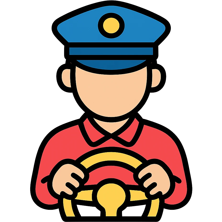simple and clear driver icon with color outlines emoji