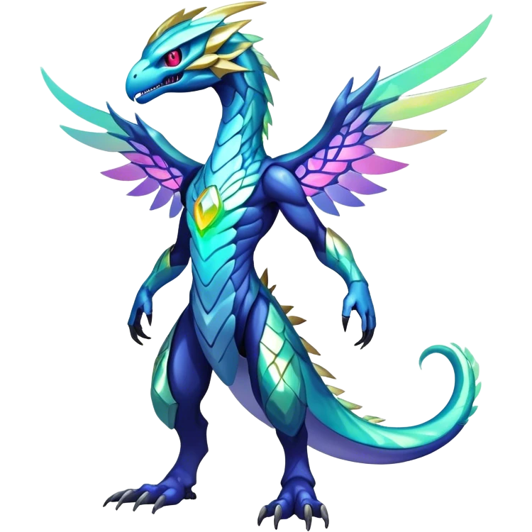 Shiny Futuristic Celestial Magical Ethereal Godly Divine Nebula-Fakemon-Pokemon-Digimon-Spectrobes-Raptor-fusion, full body emoji