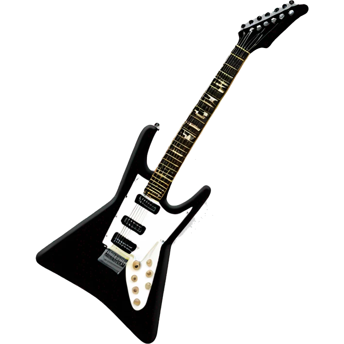 Black flying v shape electric guitar emoji