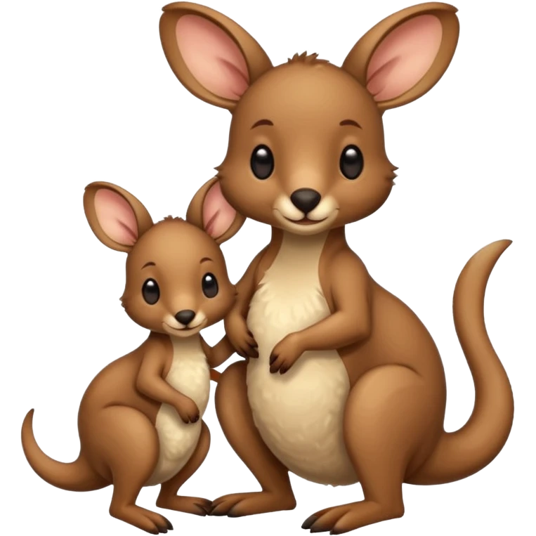 Kangaroo with joey in pouch and bow emoji