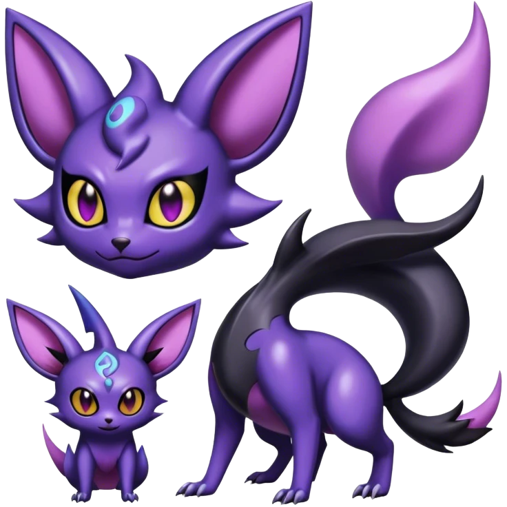 Shiny Dark Noibat-Espeon-Haunter-Umbreon-Nidorino-fusion-hybrid full body emoji