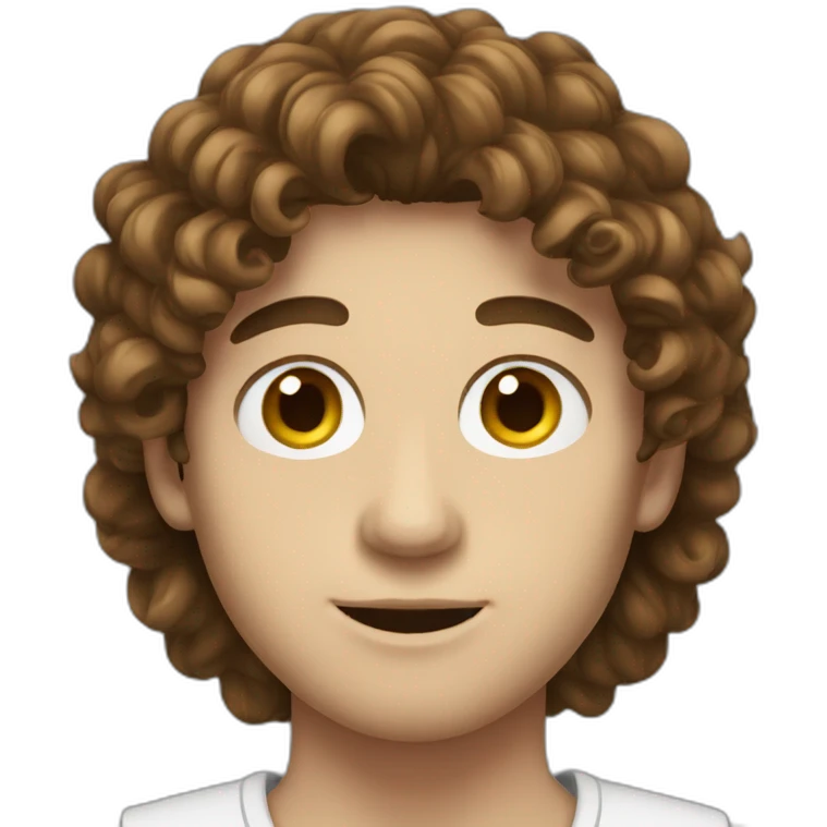 Young men type italian, White skin, with long curly brown hair emoji