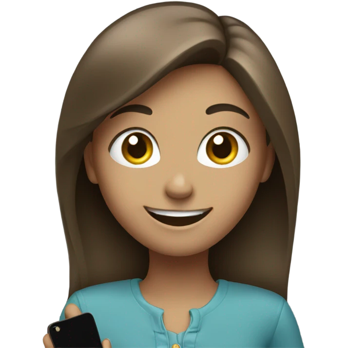 happy girl with cellphone blue eyes emoji
