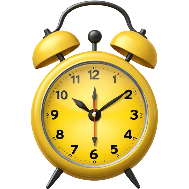 Generate a high-quality image of a generic yellow alarm clock with twin bells on top, classic shape, realistic color and shading, smooth gradient colors, no facial features, no brand marking


 emoji
