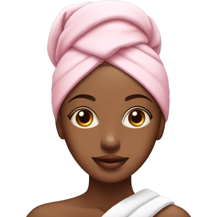 spa girl with a towel on her head and pink face cream on her cheeks emoji