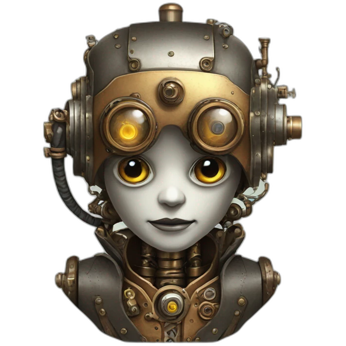 Steampunk retro humanoid robot emoji