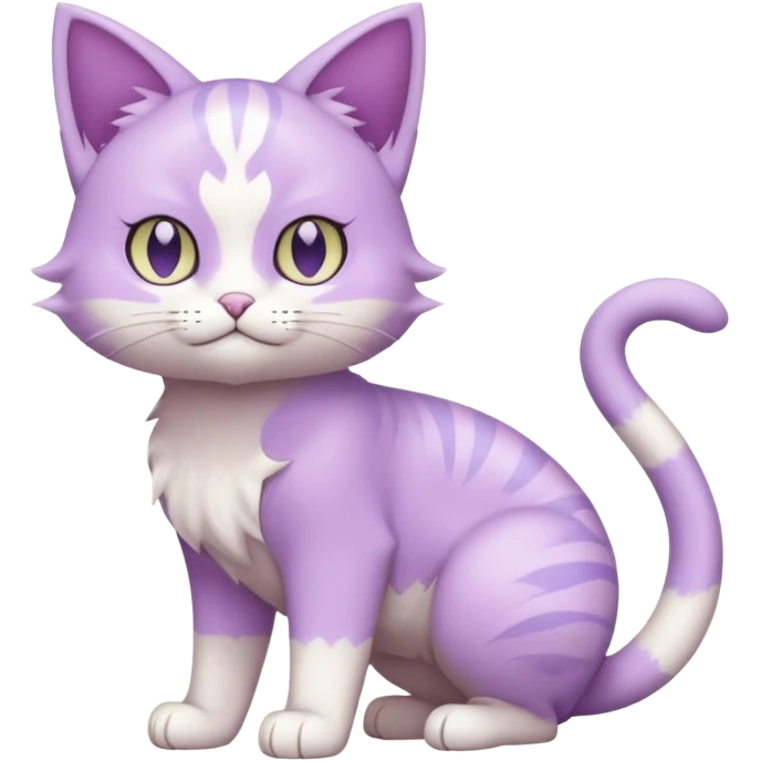 Smooth soft furry white and pastel-violet Cat-Pokémon-Fakémon-Digimon-hybrid-fusion-creature (full body) emoji