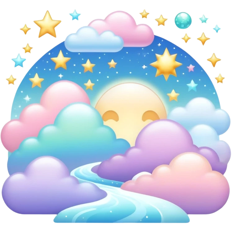 Pastel divine celestial glistening glossy shiny glittery scenery  emoji