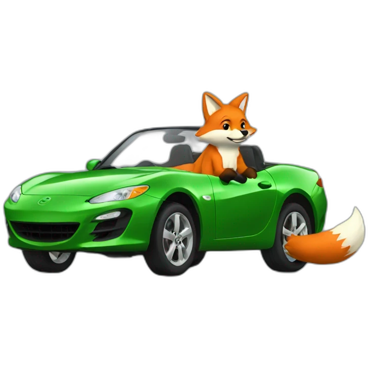 fox driving a green mazda emoji