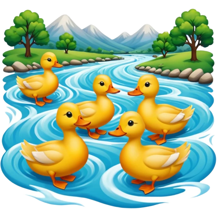 River with ducks without mountains emoji