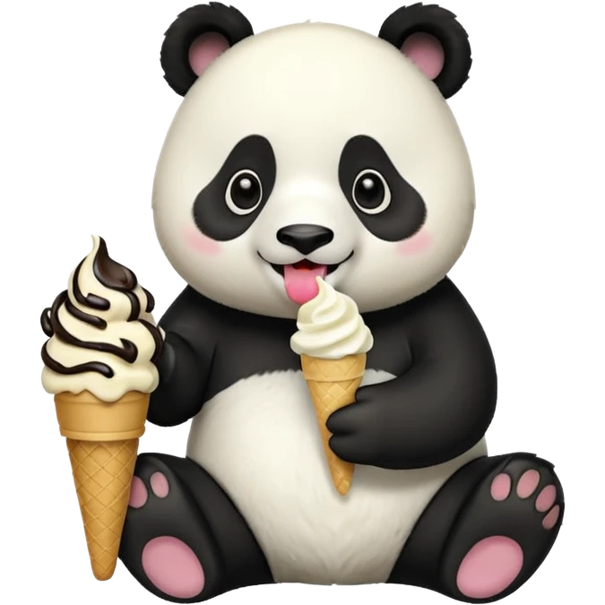 Panda eating ice cream emoji