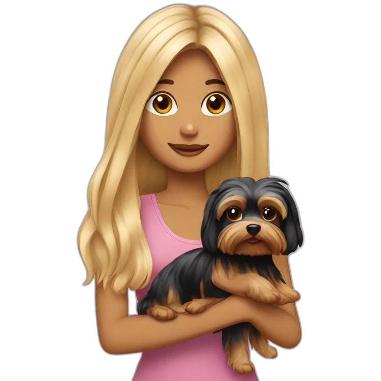 Lady—longhair-with-yorkie-on-hand emoji