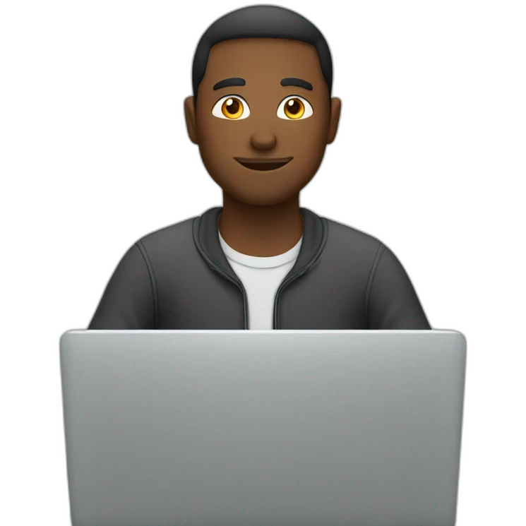 Man sitting with a laptop working on it emoji