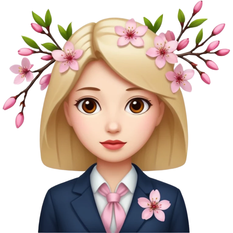 business woman with cherry blossom emoji